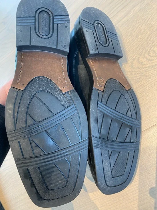 Men’s Left Right Black 100 % Genuine Leather Slip-On Dress Shoes - Picture 6 of 6